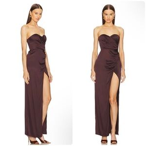 New! Michael Costello x REVOLVE Dimity Chocolate Brown Maxi Gown 🤎 Small